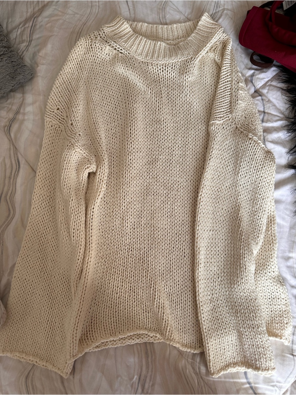 Massimo Dutti Cream Oversized Knit Sweater - Women